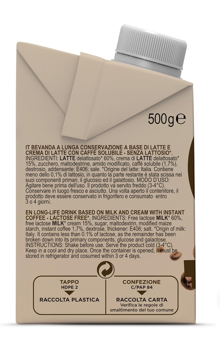 Gimoka Caffe Latte Cream Lactosevrij Glutenvrij Geen bewaarmiddelen