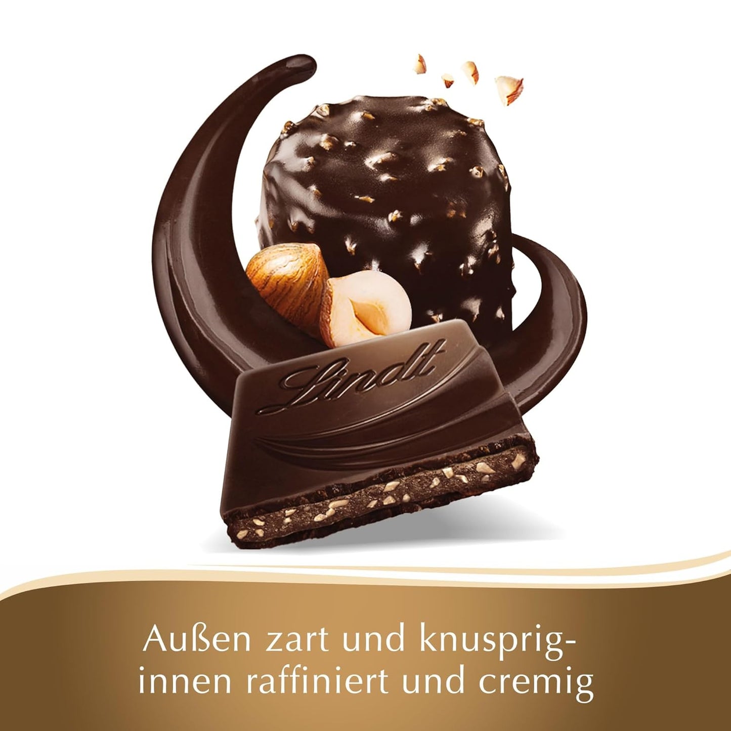Lindt Creation Hazelnoot De Luxe Reep - Pure chocolade met knapperige hazelnoten in een romige vulling