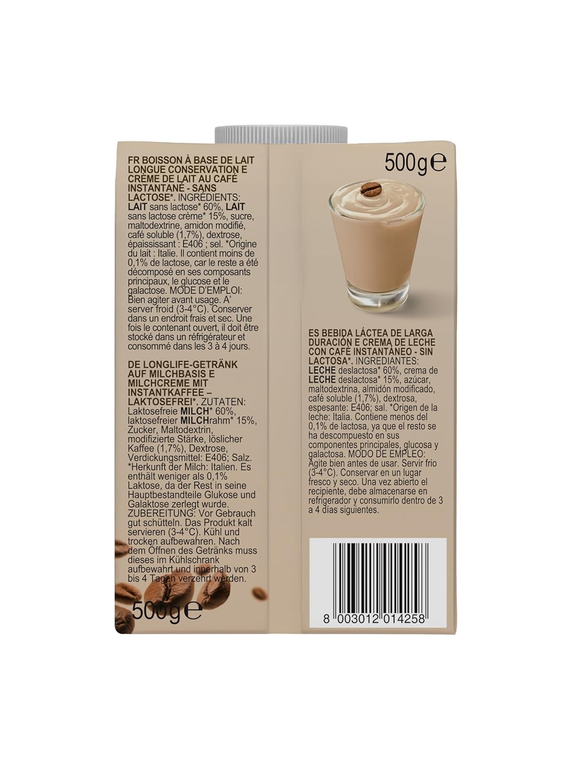 Gimoka Caffe Latte Cream Lactosevrij Glutenvrij Geen bewaarmiddelen