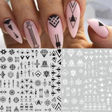 12 Blatt Nagelsticker Geometrisch Nagelstickers Selbstklebend Zwart-wit Mysterioses Dreieck Nail Art Sticker Decoratie Nageldesign Zubehör