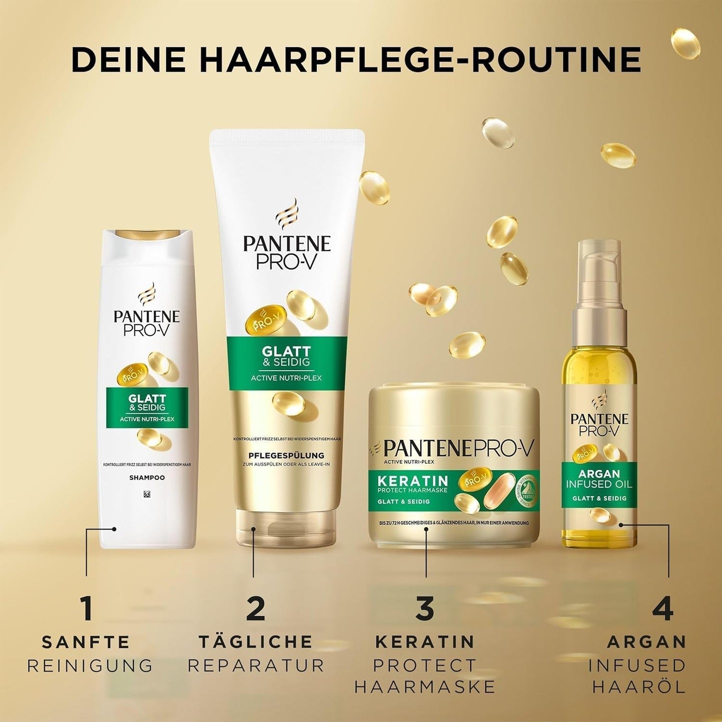 Pantene Pro-V Smooth & Silky Keratin Protect Hair Mask 500ml voor krullend en droog haar, Tot 72 uur glad en glanzend haar in één enkele toepassing, Met Pro-V formule en Actief Nutri-Plex Haarmasker Naty Shop
