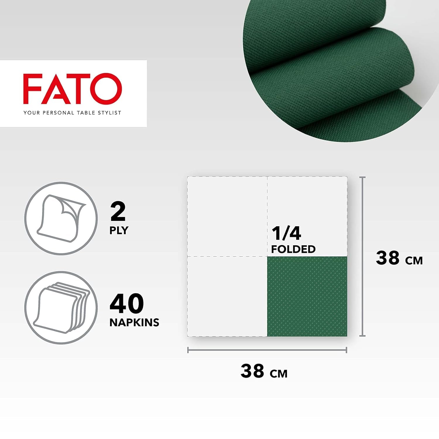 - Zachtheid en zachtheid Wegwerp papieren zakdoekjes 40 stuks zakdoekjes maat 38X38 4 vouw 2-laags bosgroen 100% puur cellulosepapier Fsc-gecertificeerd (2 stuks)