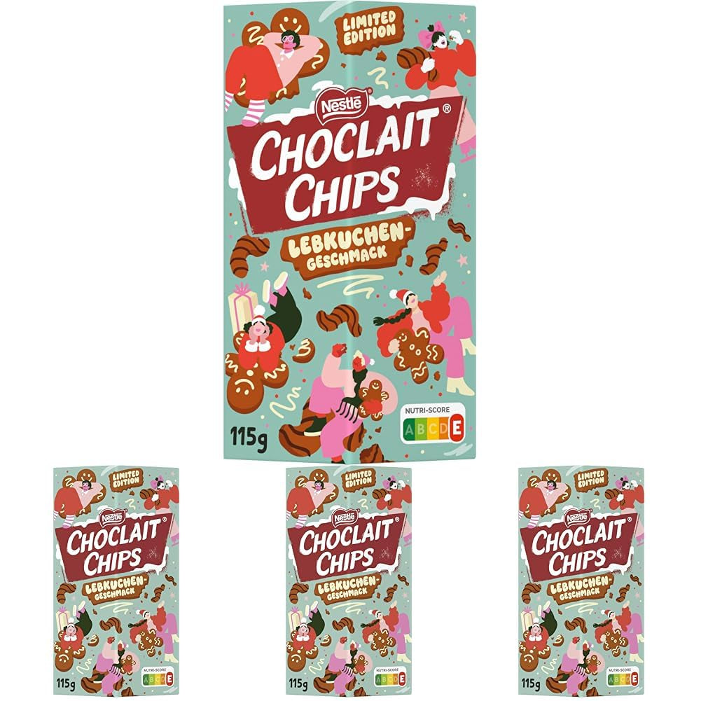 Nestlé Gingerbread, een heerlijk en knapperig tussendoortje met peperkoeksmaak, omhuld met melkchocolade en verfijnd met decoratieve strepen van pure chocolade, verpakking van 4 (1 x 115 g)