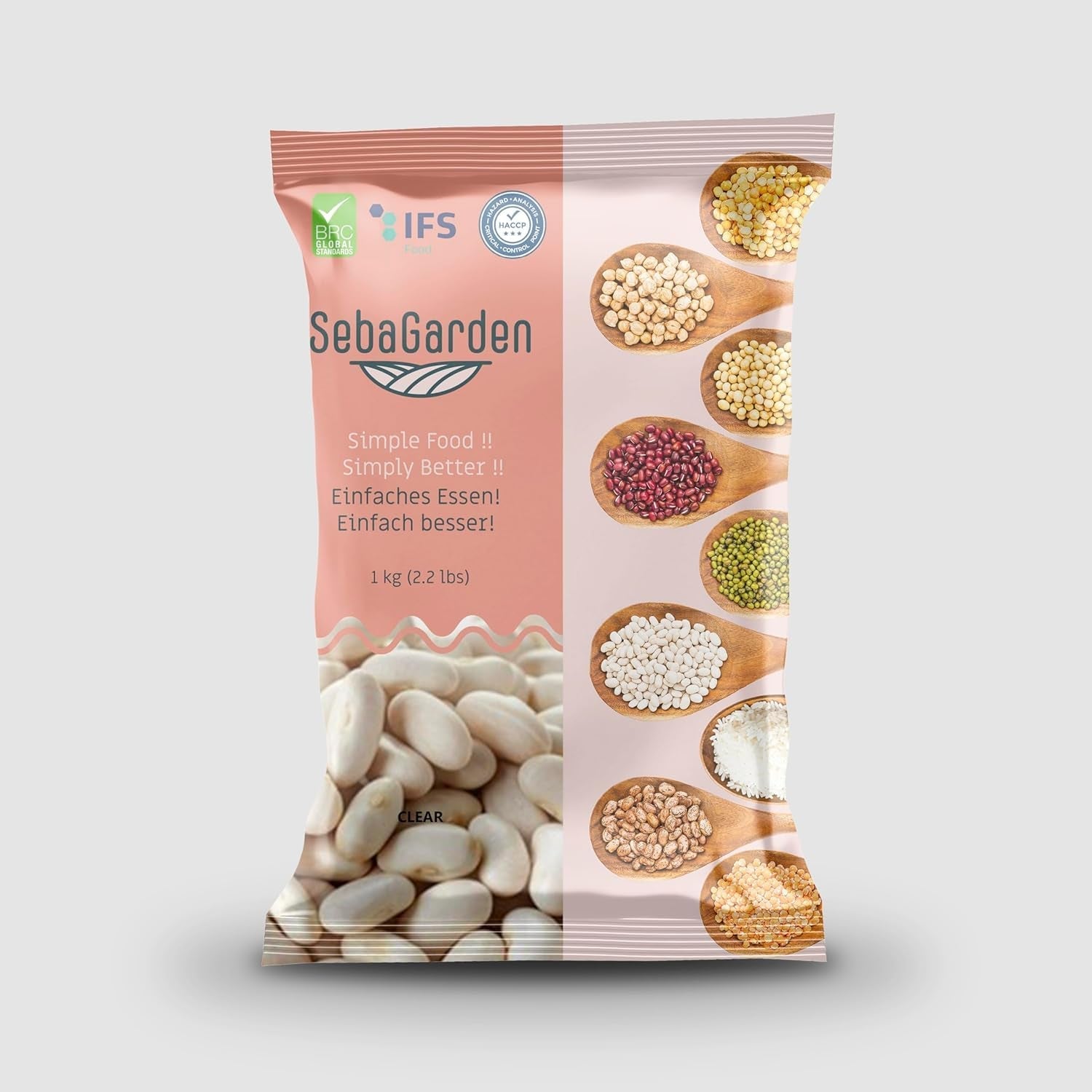 Seba Garden Witte Bonen 1kg – (Kuru Fasulye), premium gedroogde Turkse bonen, rijk aan eiwitten en vezels, geheel natuurlijk en veganistisch – ideaal voor stoofschotels, soepen, ovenschotels