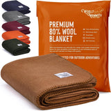 Woolly Mammoth Woolen Co. kampeerdeken, extra groot, merinowol, De perfecte outdooruitrusting voor bushcraft, kamperen, trekking, wandelen, survival of hutdeken. Bruin, 168 X 228 bedden en dekens Woolly Mammoth Woolen Company Browns 66 "X 90"