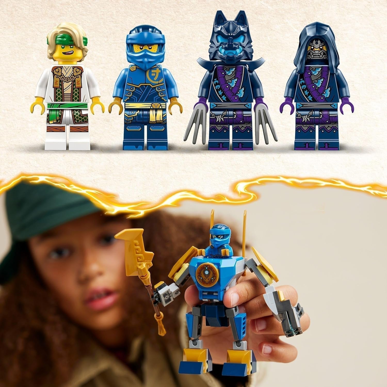 LEGO NINJAGO Jay Battle Mecha, ninjaspeelgoed voor kinderen met figuren, waaronder Jay minifiguur met mini-katana, actiefiguren en mecha, klein cadeautje voor creatieve jongens en meisjes vanaf 6 jaar 71805 Bouwsets Besuche den LEGO-Store