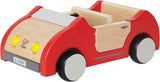 E3405 - Poppenhuis, poppenhuis met accessoires, houten en E3475 - Poppenhuisaccessoires, gezinsauto
