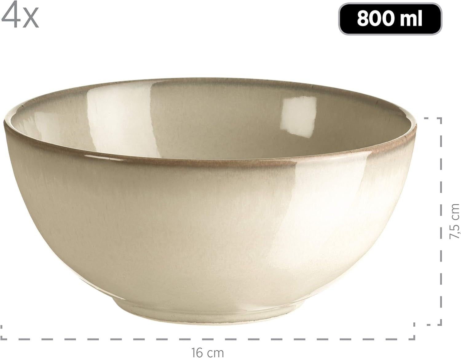 MÄSER 931736 serviesset voor 4 personen in vintage mediterrane look, gecombineerd servies met 16 stuks in zandgrijs, keramiek, zandgrijs