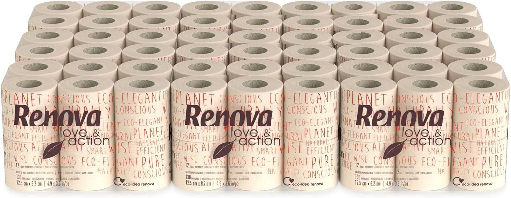 Toiletpapier Renova Love & Action, Beiger Pakket 9 X 12 Rollos-: 108