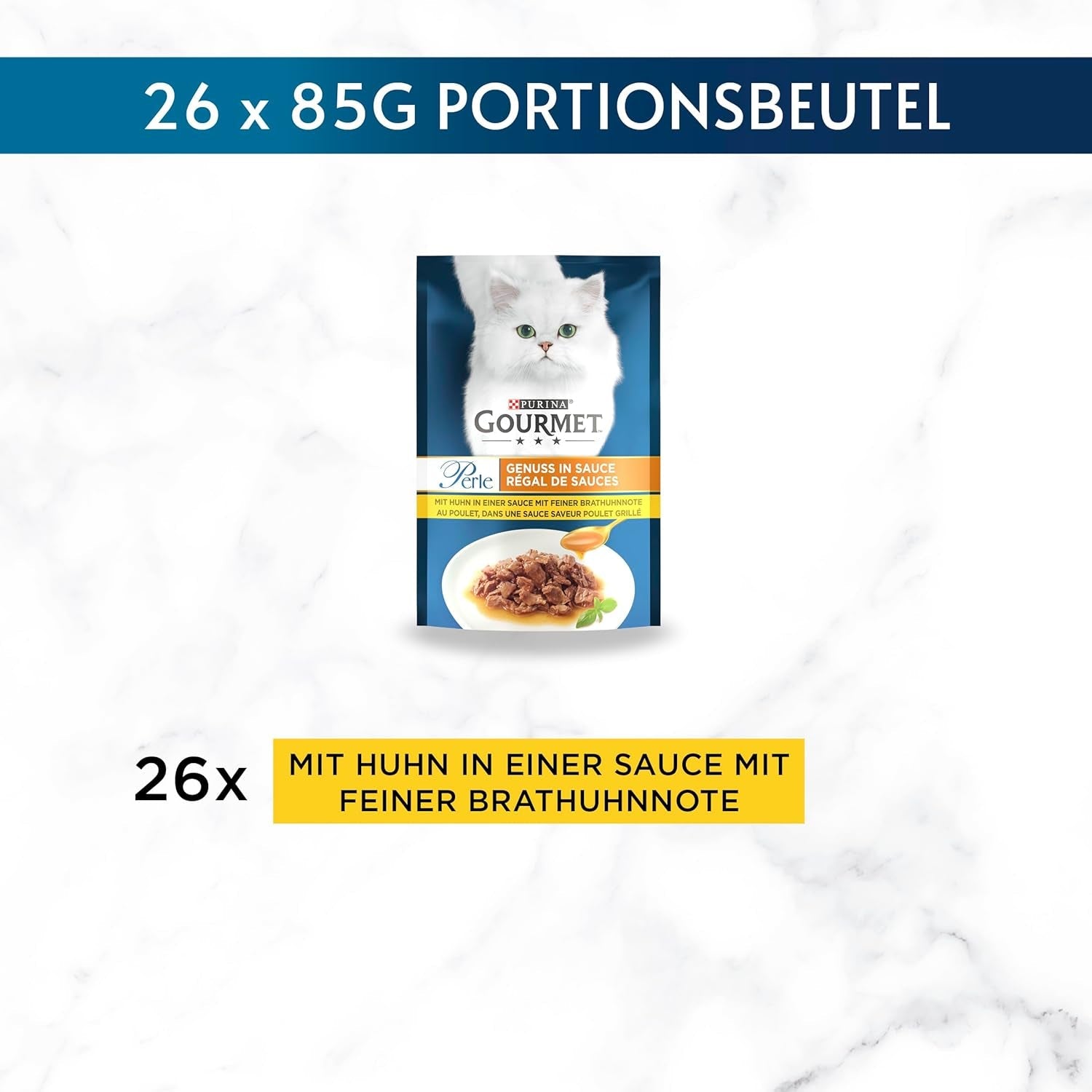 Gourmet Perle Delight kattennatvoer in saus met kip, verpakking van 26 (26 x 85 g)