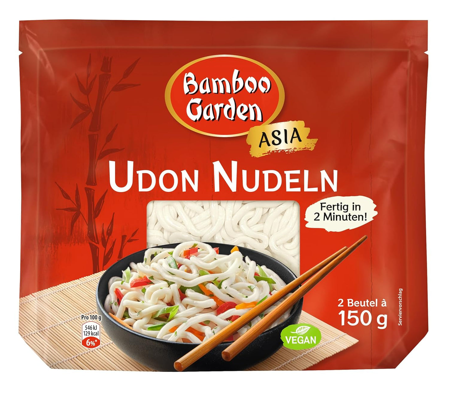 Udon-noedels van Bamboo Garden, voorgekookt, 300g