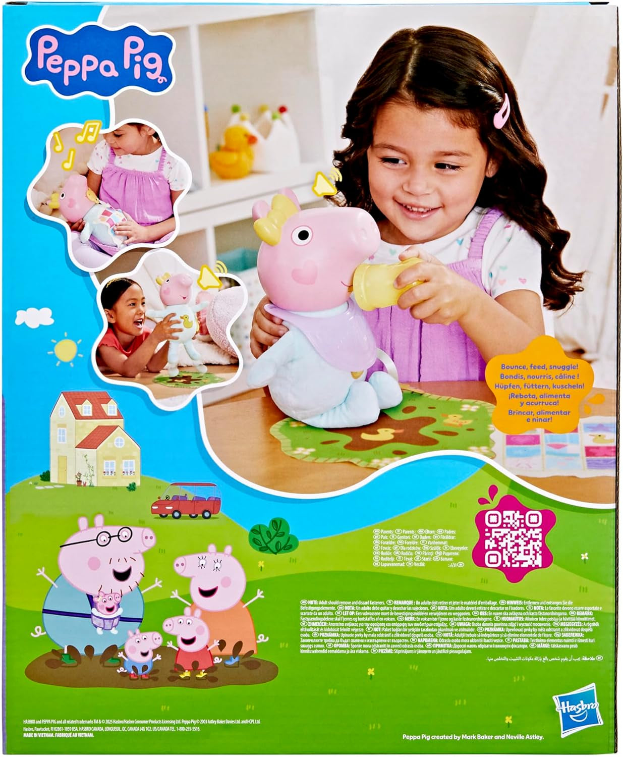 Peppa Pig 28 cm Evie interactieve pop met 20 geluiden en vele functies, speelgoedset voor kinderen vanaf 3 jaar