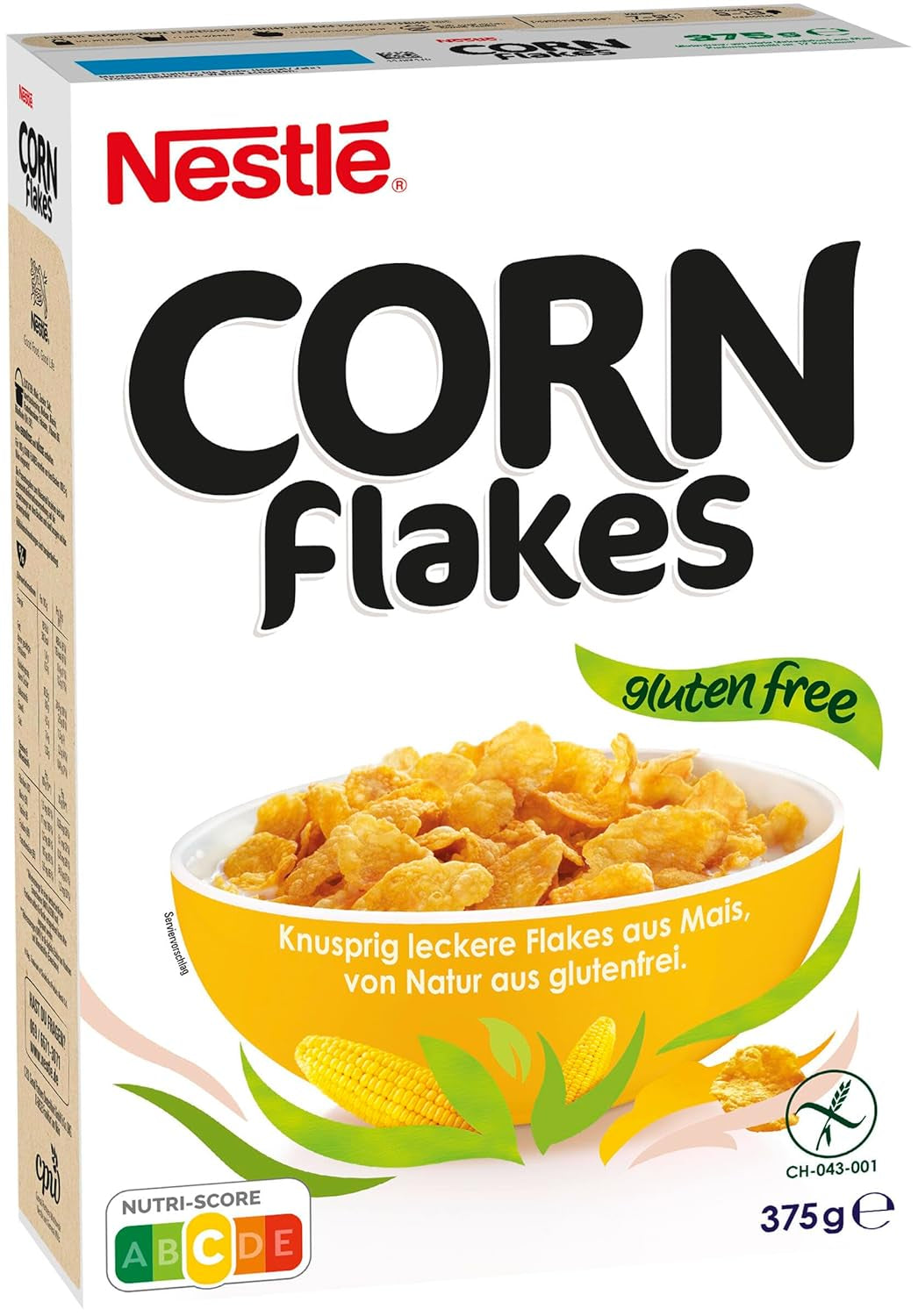 Nestlé Cereals Cornflakes, Klassieke Cornflakes, Glutenvrij, Verpakking van 1 (1 x 375 g)