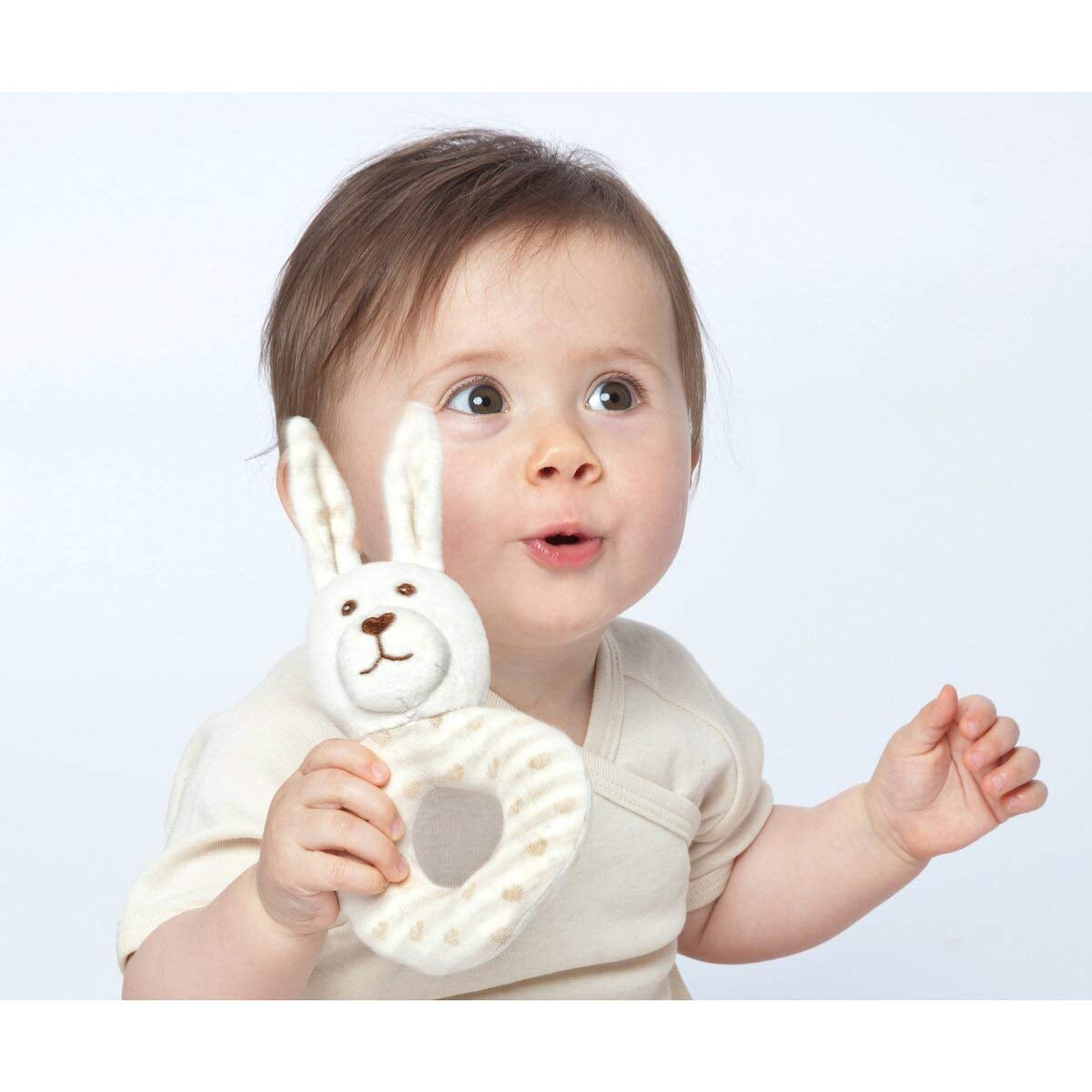 GRÜNSPECHT biologische stof 100% biologisch katoen, babyspeelgoed, zachte knuffel, verjaardagscadeau, doop, babyshower, GOTS, beige (619-00) Bebe Toys Naty Shop