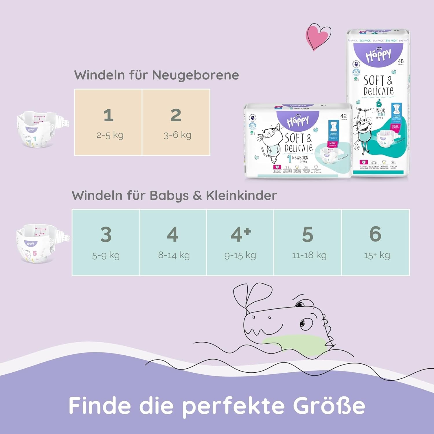 Bella Baby Happy Premium Luiers, Maat 6, Junior Extra, 15+ kg, 96 stuks, DERMATEST en OEKO-TEX Seal, Wegwerpluiers