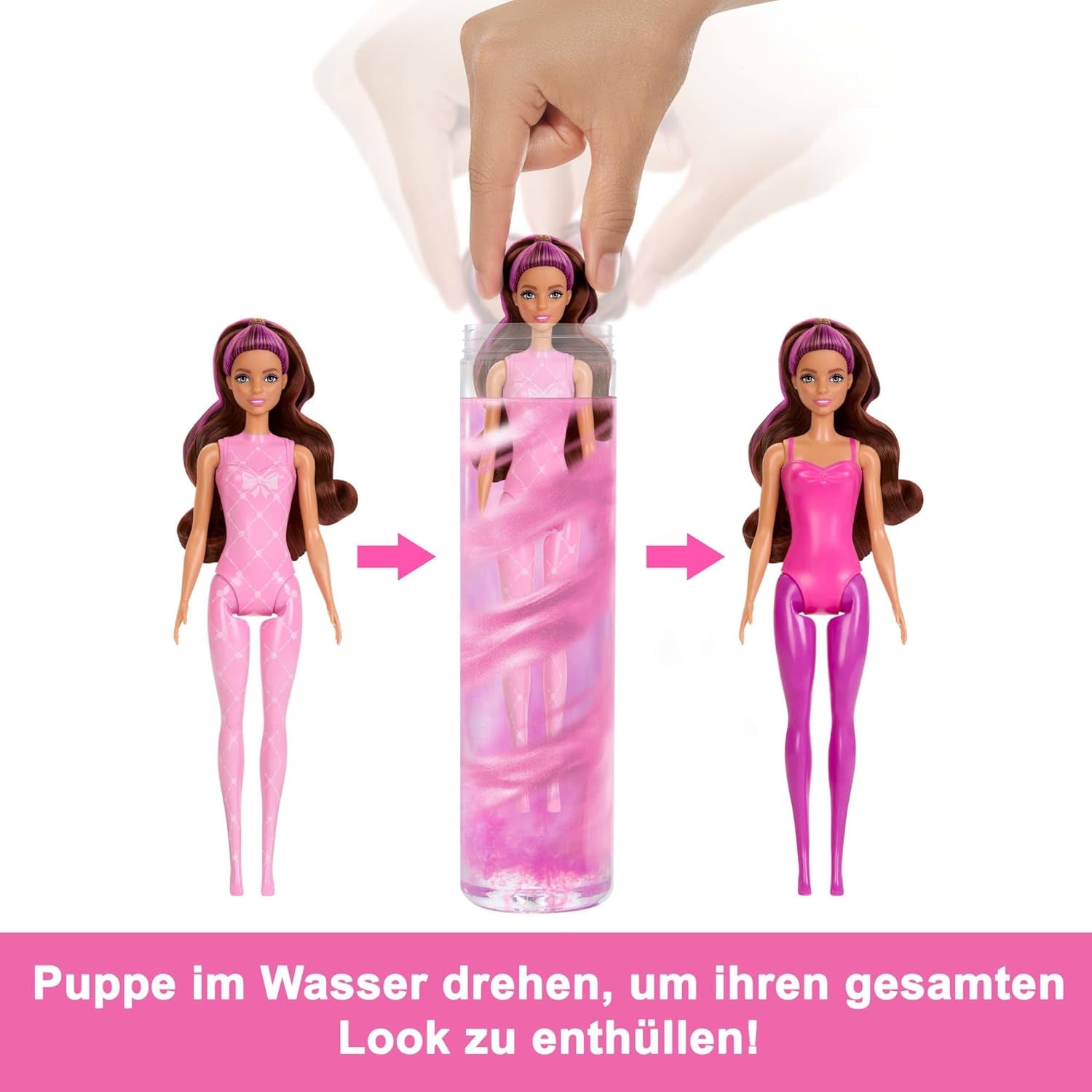 Barbie Color Reveal-pop en accessoires, Ballerina-serie, 6 verrassingen om uit te pakken, inclusief kleurverandering, geïnspireerd door de belangrijkste ballettrend (stijlen kunnen variëren), HRK17 Naty Shop-poppen