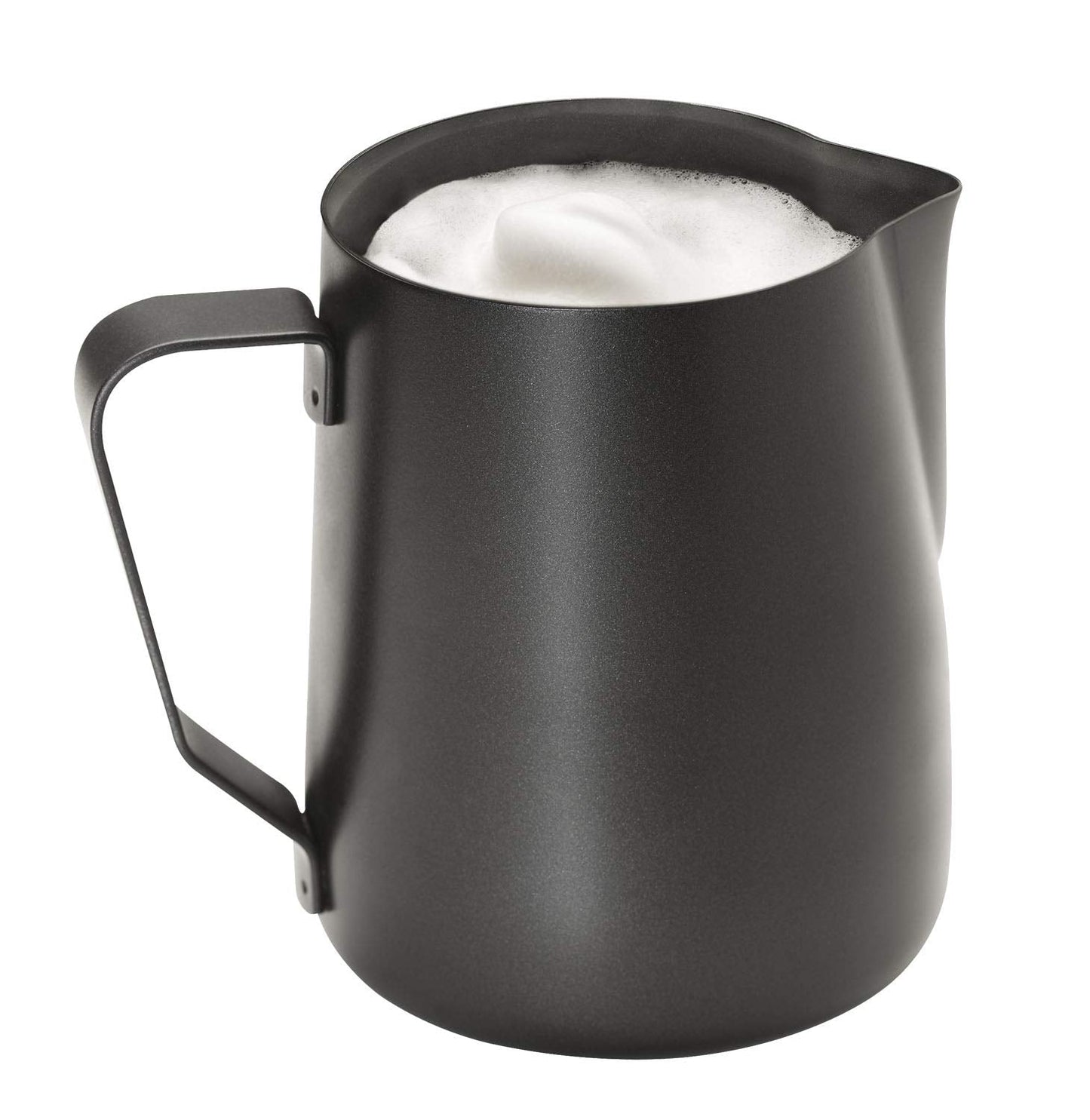 APS Melkkannetje - Hoogwaardige melkkan met antiaanbaklaag, gemaakt van roestvrij staal - Perfect voor het opschuimen van melk - Universele karaf, zwart, 600 ml