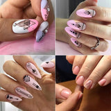 12 Blatt Nagelsticker Geometrisch Nagelstickers Selbstklebend Zwart-wit Mysterioses Dreieck Nail Art Sticker Decoratie Nageldesign Zubehör