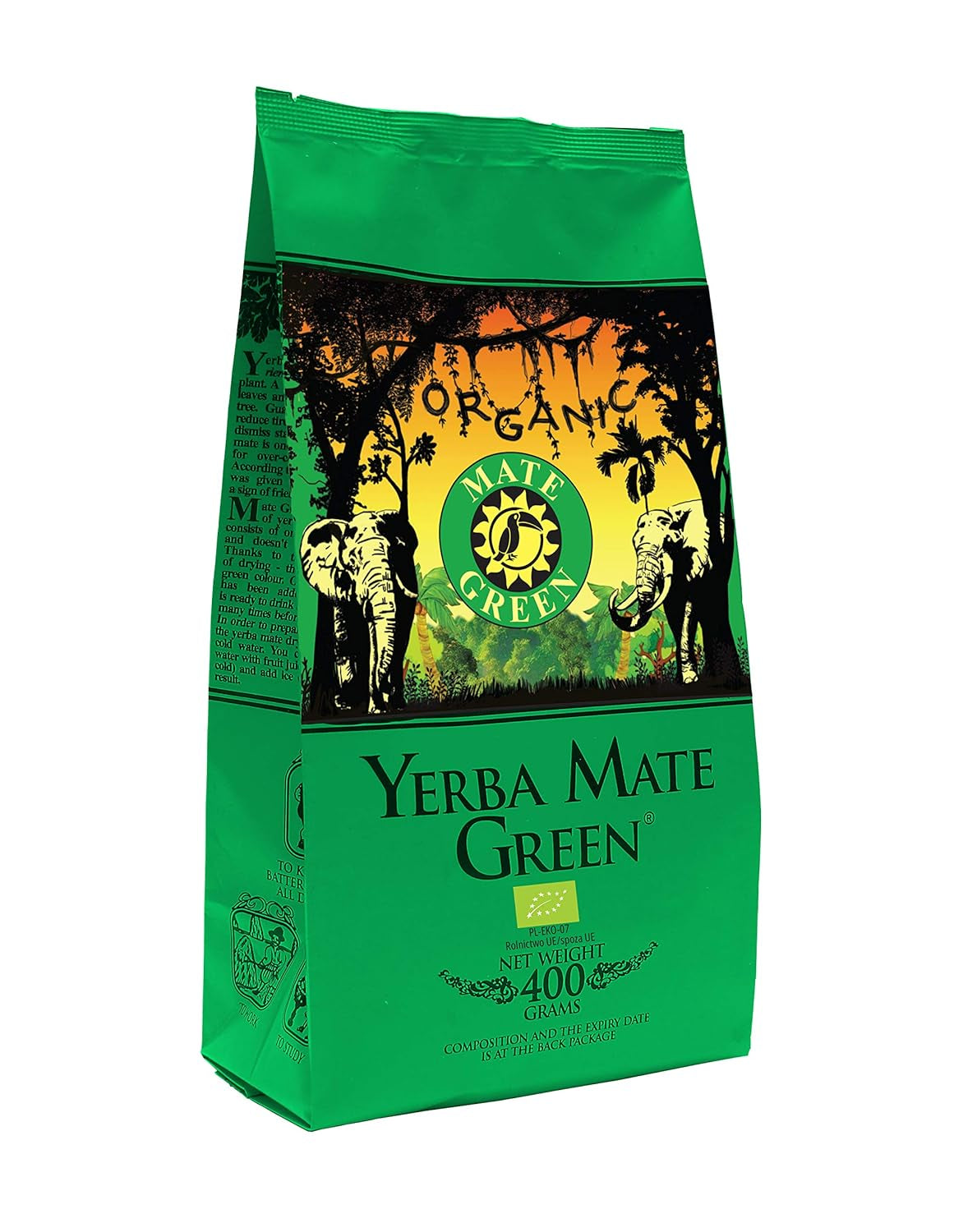 Yerba "BIO" 400 g biologische mate-thee, biologisch, natuurlijk stimulerend en stimulerend middel met cafeïne, Yerba mate-thee met fruit, cafeïnerijke mate-thee, hoge kwaliteit