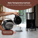 Clatronic® koffiezetapparaat met thermoskan voor 8–10 koppen koffie (ca. 1,2 l) | RVS filterkoffiezetapparaat | Dubbelwandige thermoskaraf | Geen temperatuurverlies | Koffiezetapparaat 800 W | KA 3805