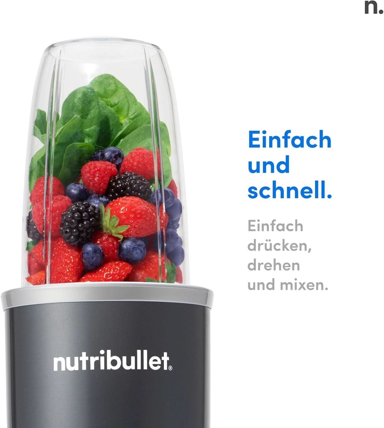 Nutribullet Original, Elektrische Mixer, Zerkleinerer, Smoothiemixer, Smoothie Maker, 600 W Leistung, Einfach Und Schnell in Der Anwendung, Kompakt, Leicht Zu Reinigen, NB603DG Kitchen Naty Shop