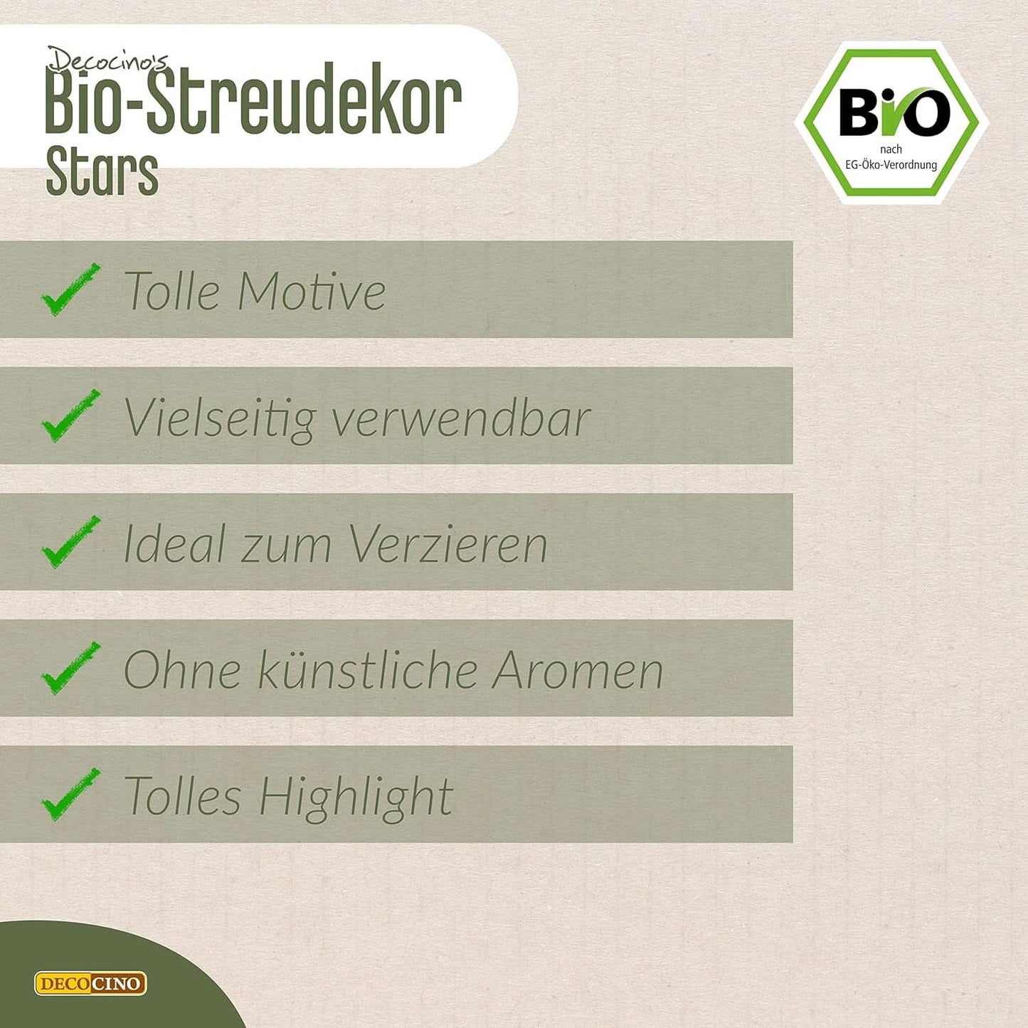 DECOCINO Biologische Strooisterren, 50 gram Hagelslag Naty Shop