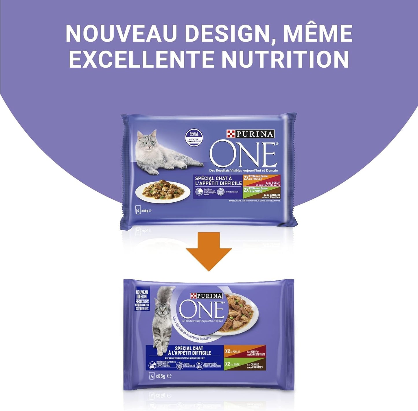 Purina One - Spezialfutter in Saus Rind/Huhn/Ente en Turkeyhn für Katzen mit Appetit, 340 g