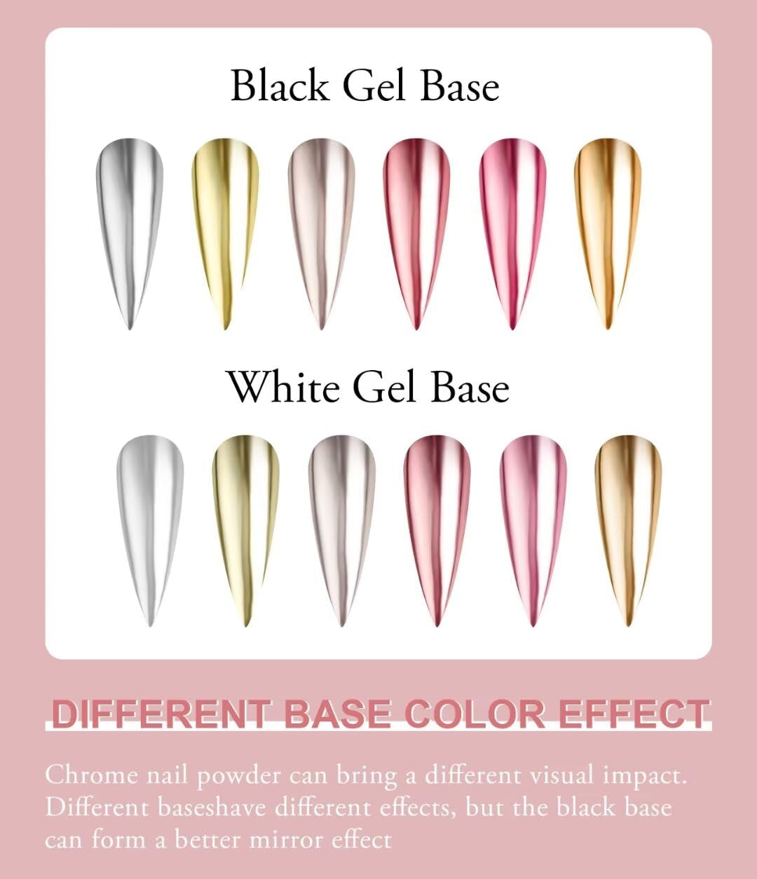 BISHENGYF Rose Gold Chrome Nail PowderNeue Upgrade Grosse Kapazitä Chrom PulverSuper-spiegeleffect Metall Mirror Chrome Powder – Neon Glassy Pearl Effect Glitter Nagelkunst Poeder voor DIY Salon
