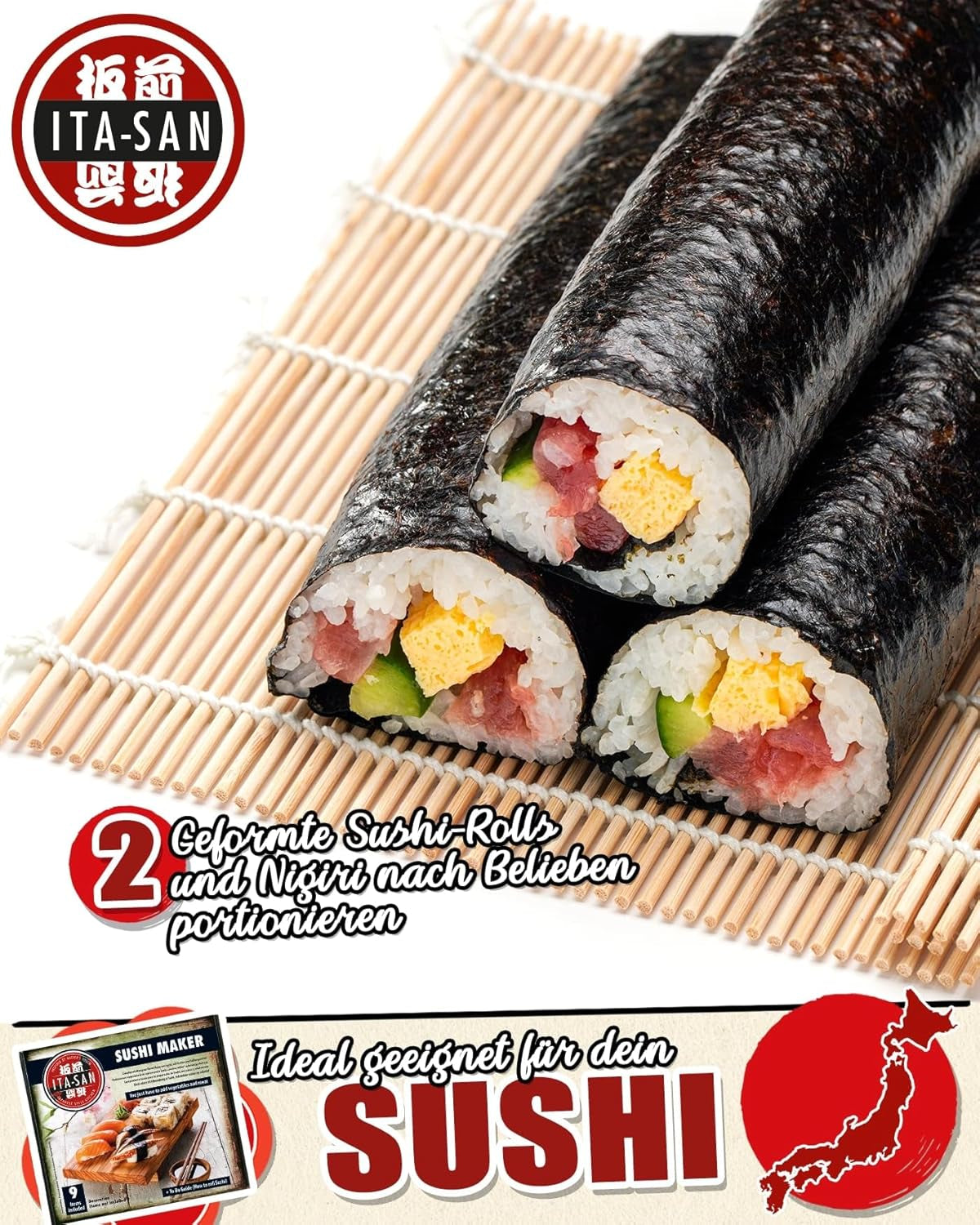 ITA-SAN Sushi Set (9-delige complete set, ideaal voor beginners, om uit te proberen of cadeau te doen) 1 pakje