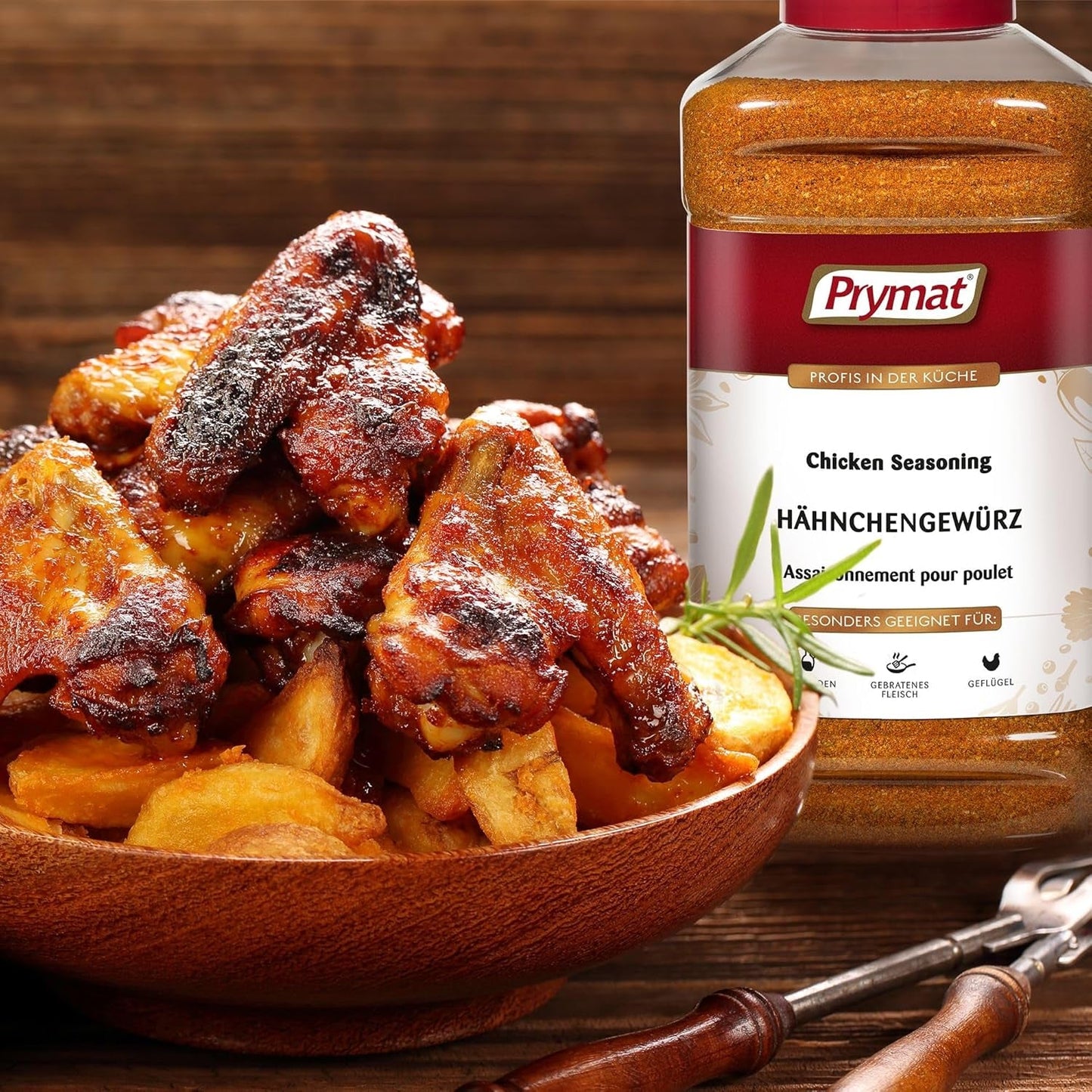 Prymat Hähnchengewürz 1100g, Gewürzmischung für Hhn, Turkije, Ente, Gans, Grillgewürze, Marinade für Fleisch im Streuer