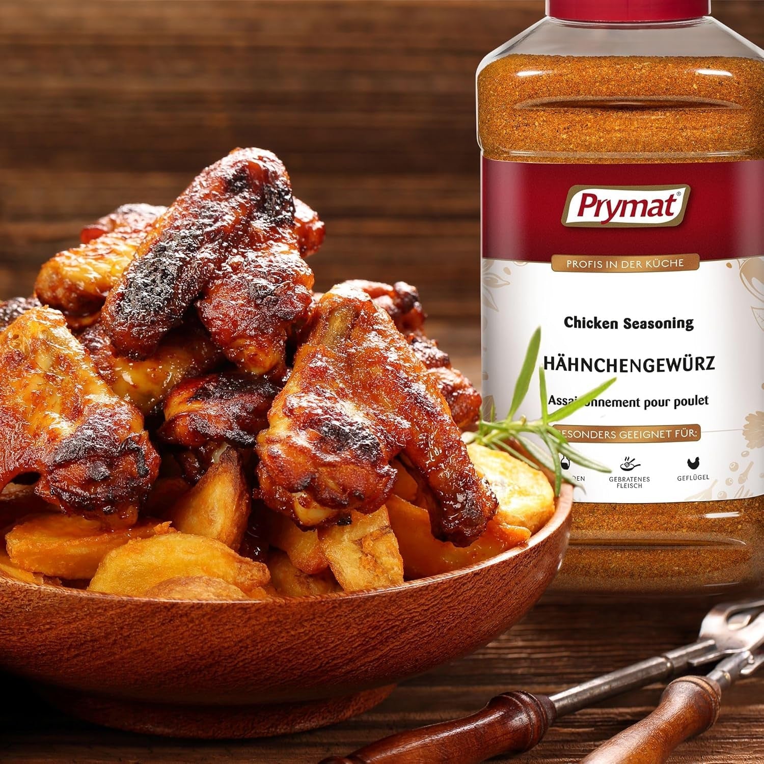 Prymat Hähnchengewürz 1100g, Gewürzmischung für Hhn, Turkije, Ente, Gans, Grillgewürze, Marinade für Fleisch im Streuer