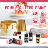 Eetbare vloeibare glitter - 6 kleuren metallic glitter kleurstof voor taartdecoratie, bakken, muffins - Eetbare vloeibare glitter metallic poeder voor doe-het-zelf koekjes, fondant, taarten