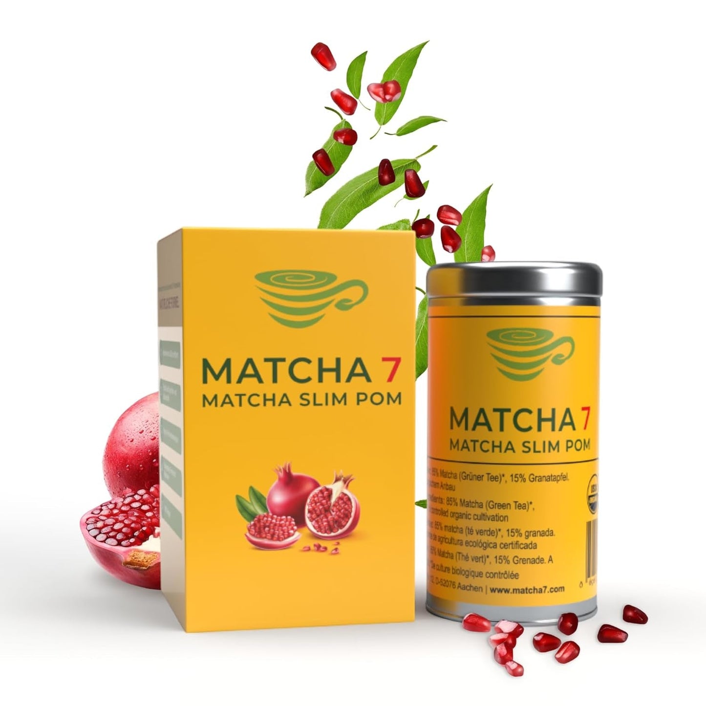 ® Ceremonial Matcha Powder X Granaatappel 100G [Ondersteunt gewichtsverlies en stofwisseling] - Groene thee voor een actieve en gezonde levensstijl - Groene thee zonder toevoegingen (puur en natuurlijk)