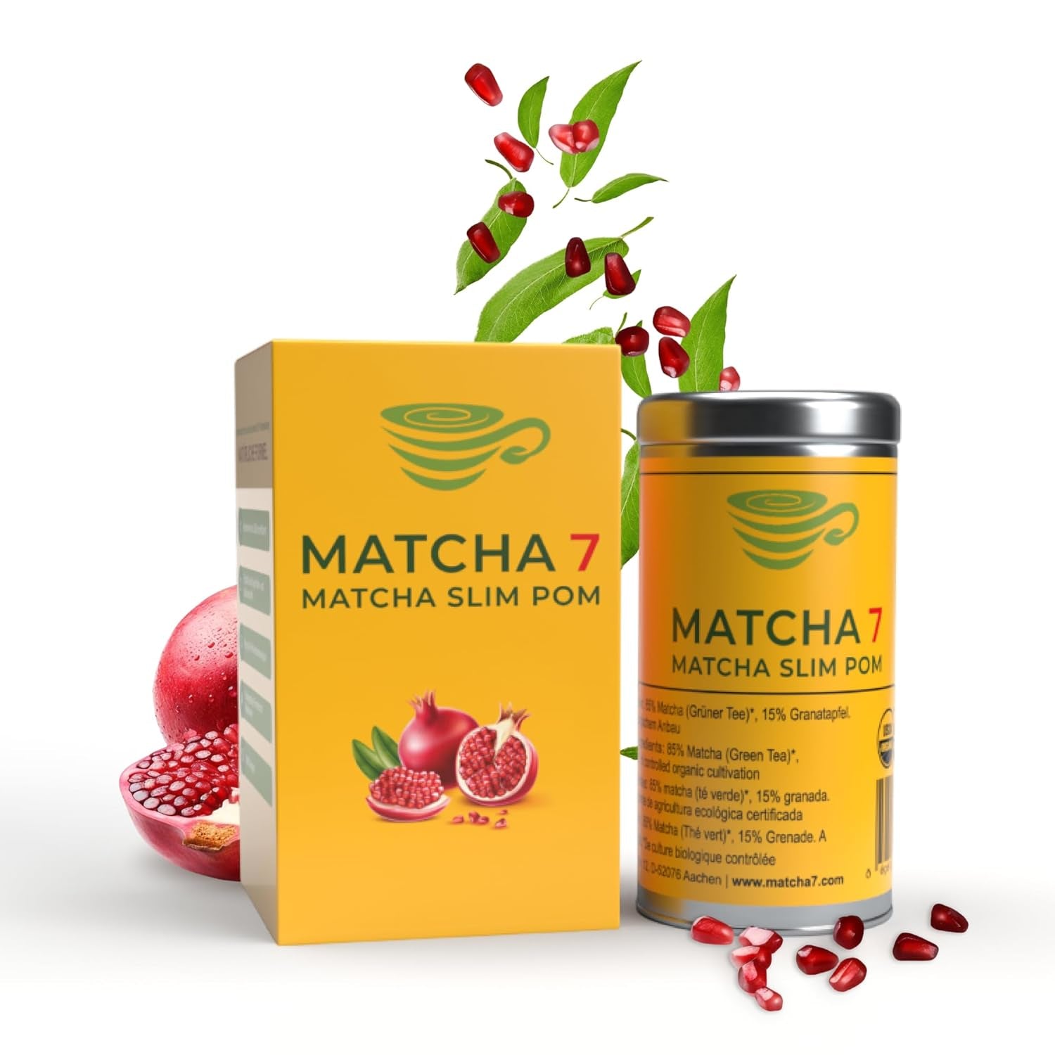 ® Ceremonial Matcha Powder X Granaatappel 100G [Ondersteunt gewichtsverlies en stofwisseling] - Groene thee voor een actieve en gezonde levensstijl - Groene thee zonder toevoegingen (puur en natuurlijk)