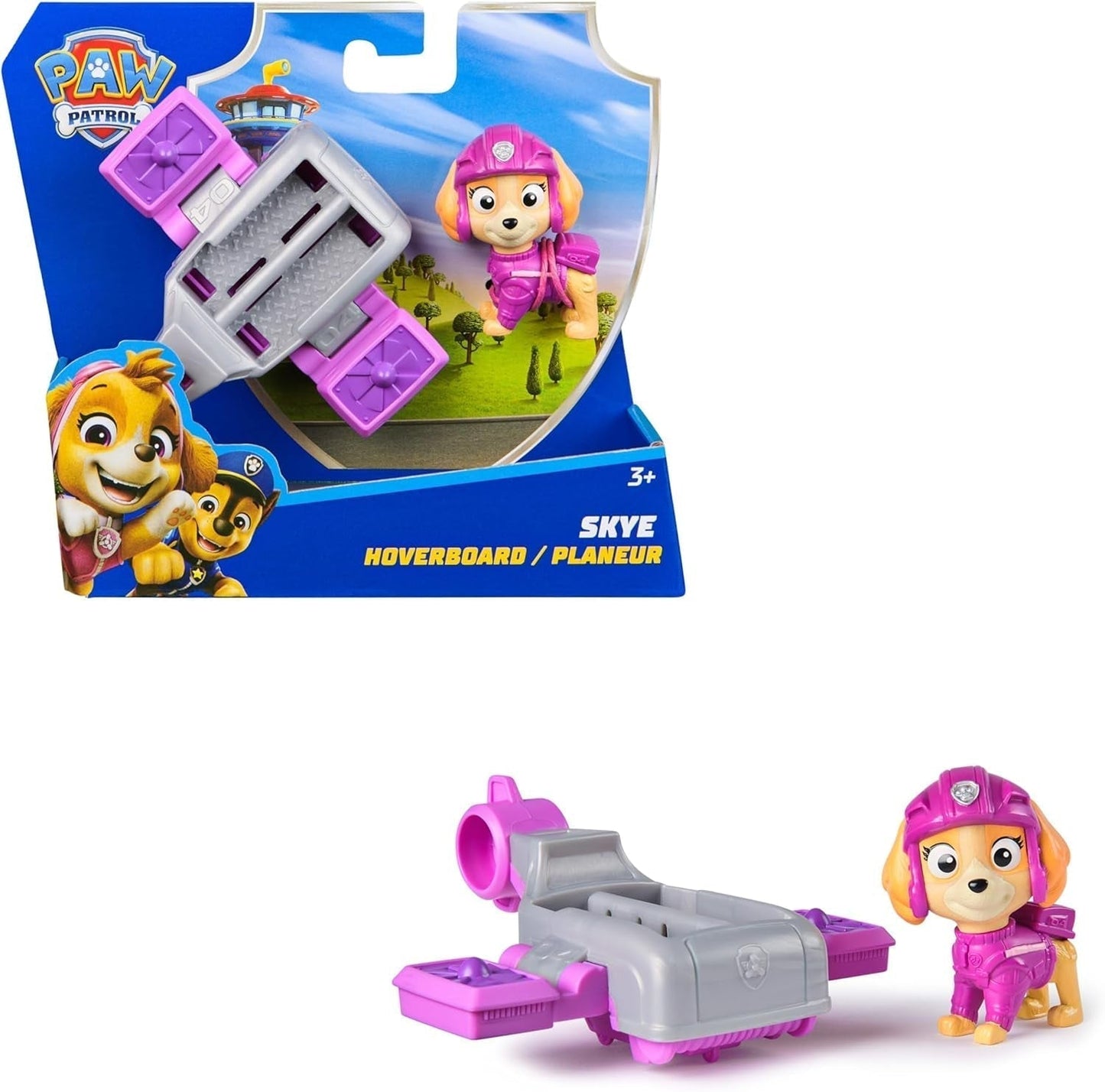 PAW PATROL Chase Action Pup Mini Reddingsvliegtuigspeelset met opvouwbare vleugels Speelgoed voor kinderen vanaf 3 jaar Actiefiguren Naty Shop Skye