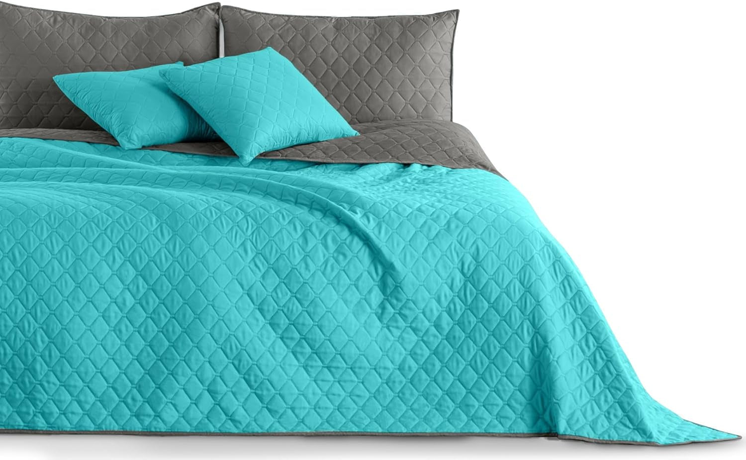 Decoking Sprei 200 X 220 Cm Grafiet Antraciet Zilvergrijs Tweezijdige sprei gemakkelijk te onderhouden Axel Bedden en Dekens Besuche den DecoKing-Store Axel Türkis Staal 170 X 210 Cm