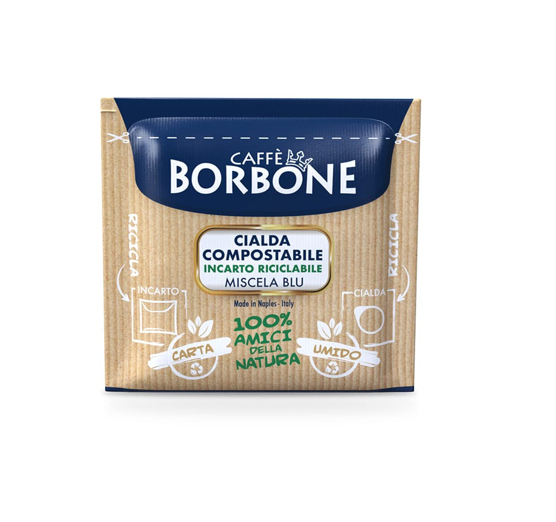 Caffè Borbone Composteerbare Kaffeepads, Blauw Kaffeemischung - 50 Pads - Compatibel met ESE Systeem Papierblokken 44 mm