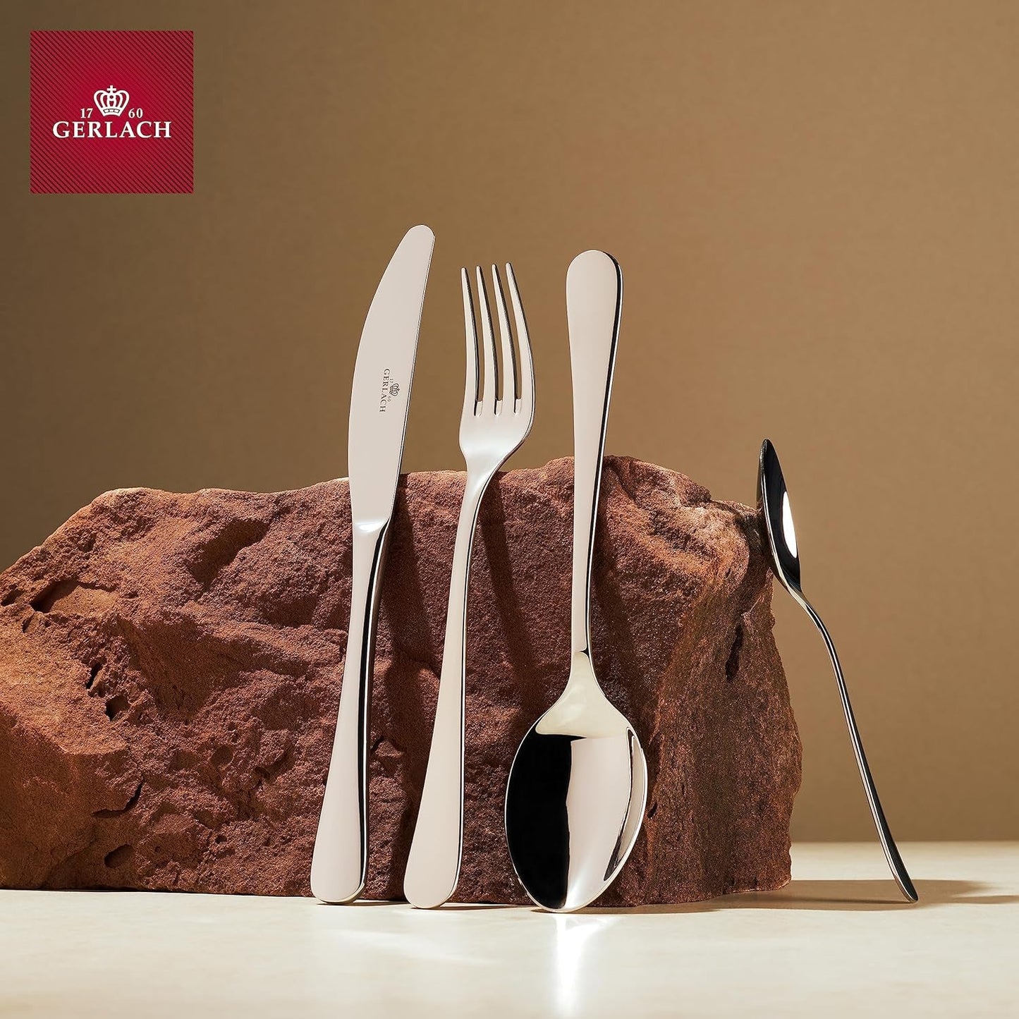 Gerlach Flow Besteck-Set 6 Personen Spülmaschinenfest Essbesteck Besteck Aus Edelstahl Messer Gabel Löffel Teelöffel Tafelbesteck Rostfrei 24 Stk, Zilverlänzend Kitchen Naty Shop