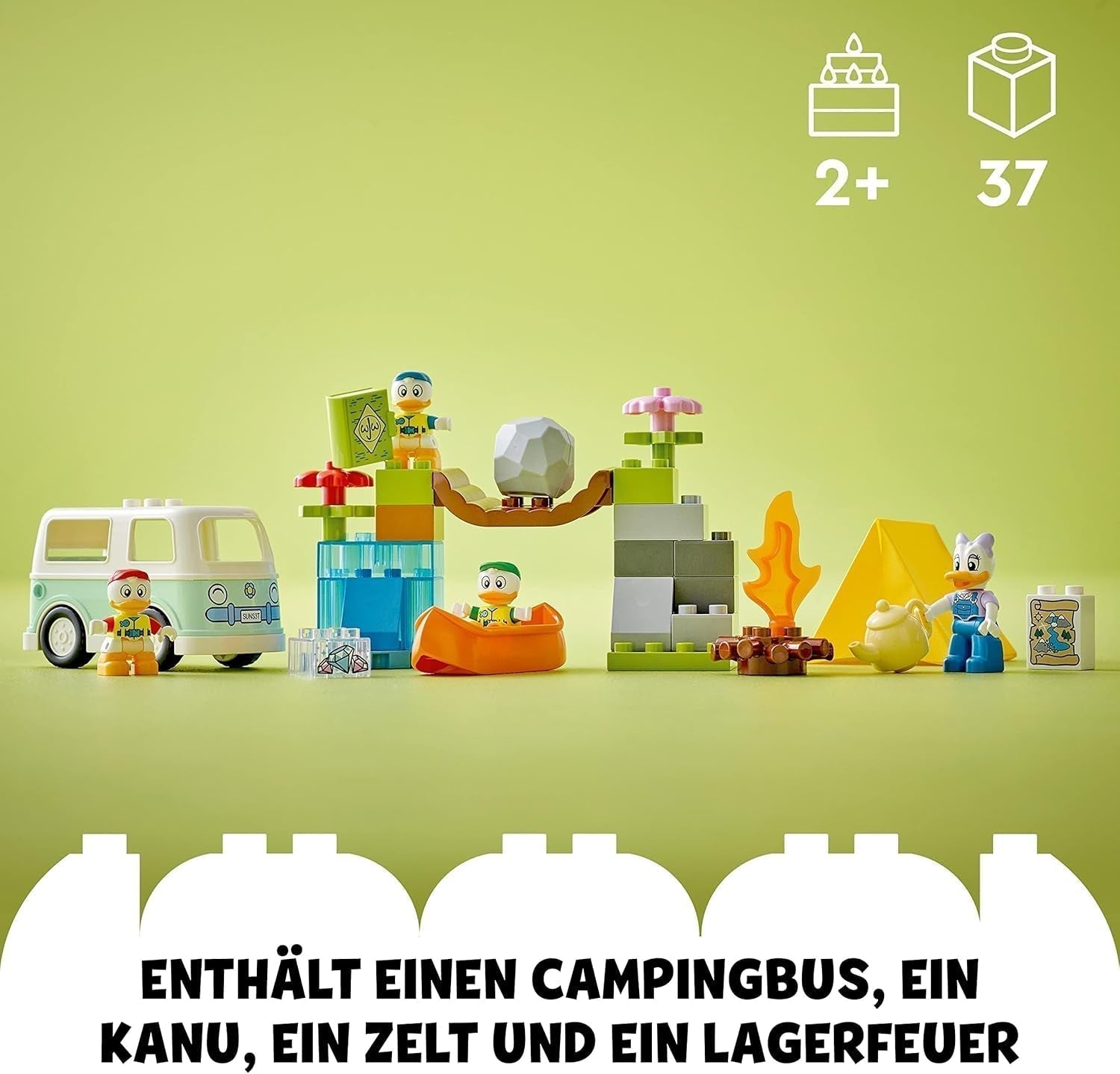 LEGO 10997 DUPLO Disney Mickey en zijn vrienden kampeeravontuurset met camper, kano en Daisy Duck-figuur, bouwspeelgoedcadeau voor peuters vanaf 2 jaar, meisjes en jongens Bouwsets Besuche in LEGO-Store