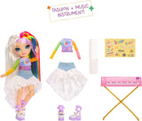 Rainbow High Junior High Rock Band - Amaya, regenboogkleuren - 23 cm modepop met toetsenbord, aanpasbaar met stickers, scharnierend, schattig speelgoed voor kinderen vanaf 4 jaar