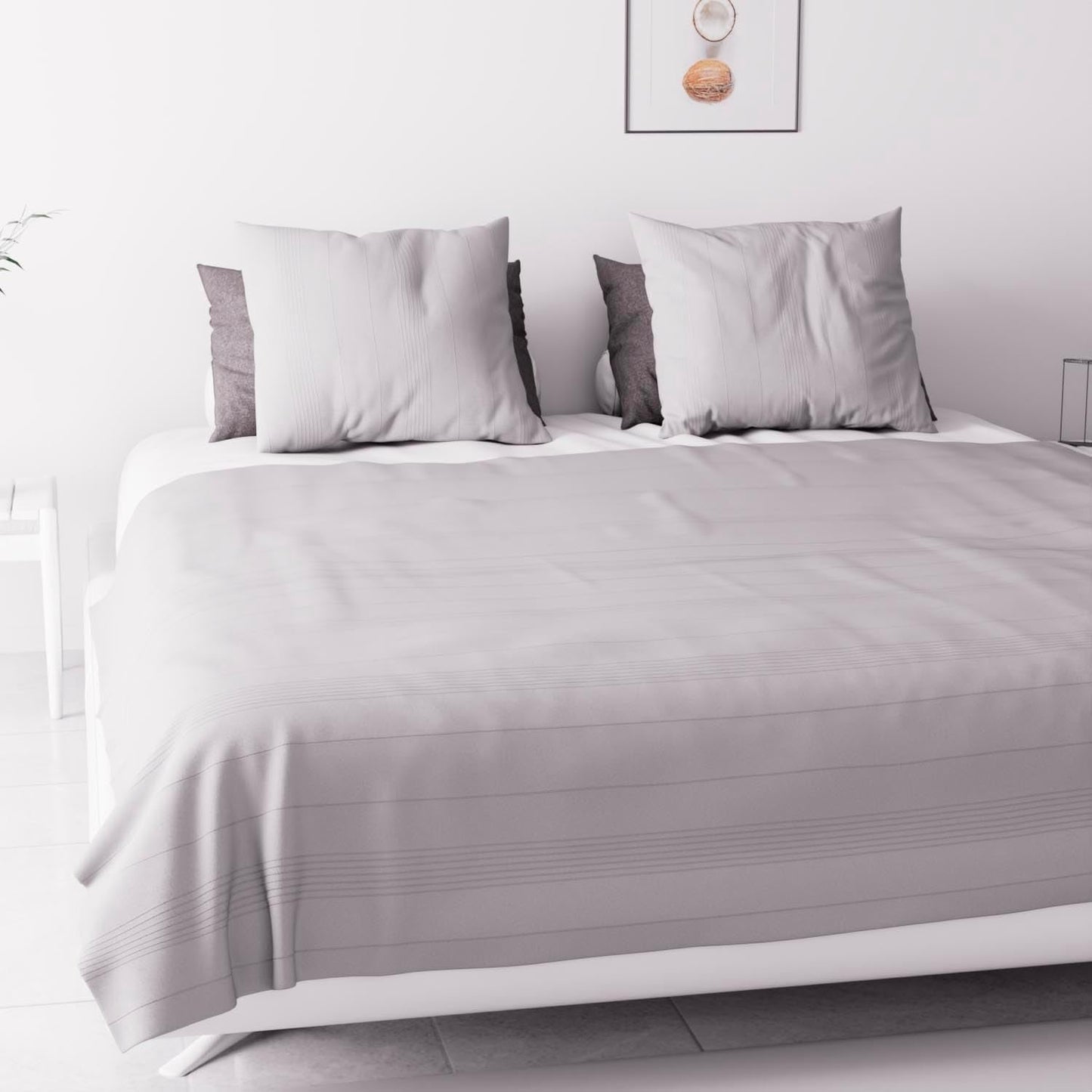 Soleil D'Ocre Adele, Zigzag hoes, Van de bank gegooid, Polykaton, Grijs, 220 X 240 Cm Dekbedden en dekbedden Naty Shop