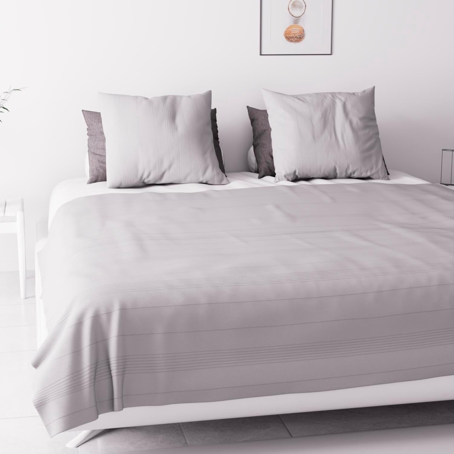 Soleil D'Ocre Adele, Zigzag hoes, Van de bank gegooid, Polykaton, Grijs, 220 X 240 Cm Dekbedden en dekbedden Naty Shop