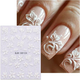 JMEOWIO 3D Nagelsticker Blumen Nail Art Sticker Selbstklebend Nagelaufkleber 5D Stereoskopisch Frühling Zomer Decoratie Nageldesign Zubehör 4 Blatt