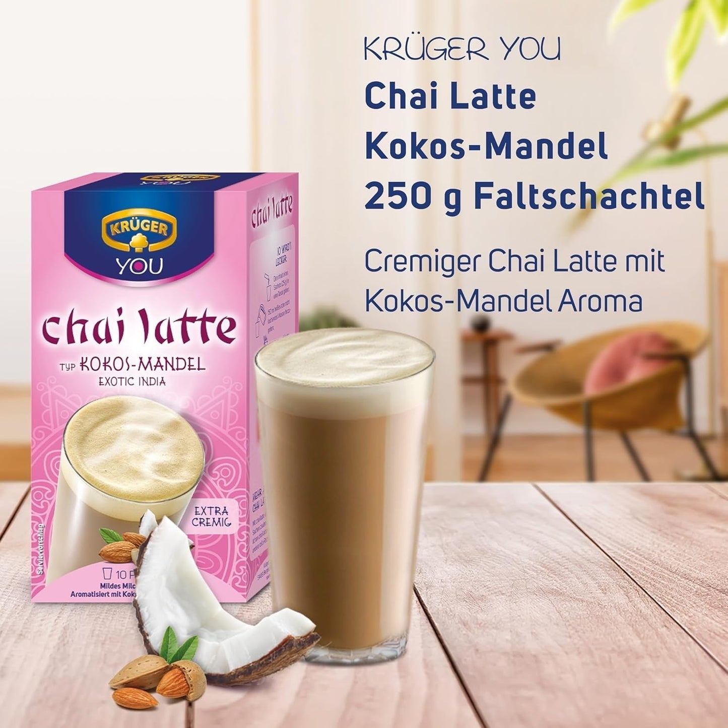 KRÜGER Chai Latte Exotic India type kokosnoot-amandel (1 x 0,25 kg)