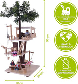 Everearth Houten Boomhut - Poppenhuis voor kinderen vanaf 3 jaar - Duurzaam speelhuis met accessoires - Fsc®-gecertificeerd - Perfect houten speelgoed voor fantasierijk spelen - Poppenhuismeubilair EE33767 Naty Shop Poppenhuizen