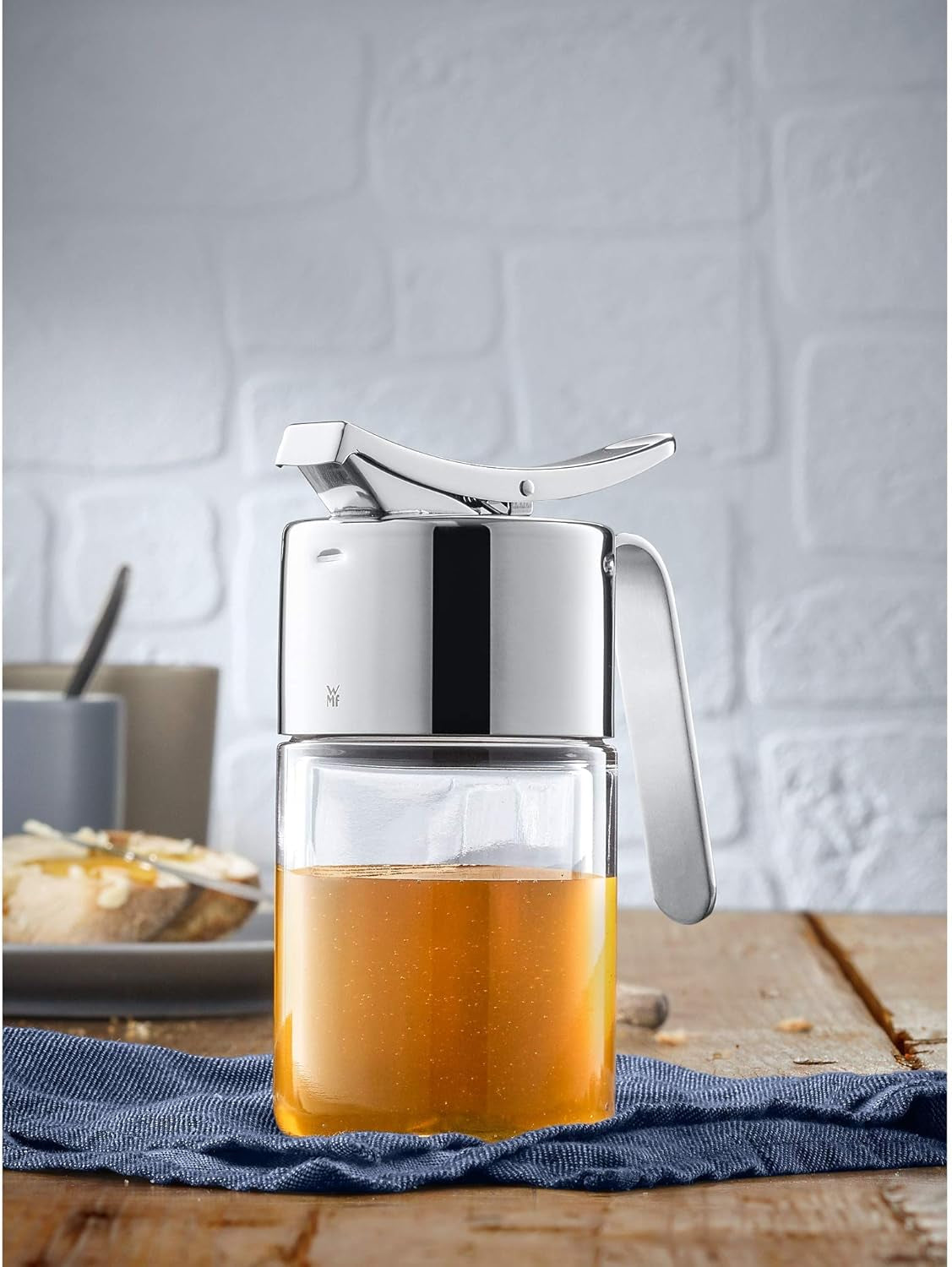 WMF Barista siroop/honingdispenser 240ml, glazen voorraadpot & depot 1l, hoogte 21,5 cm, voorraadpot met deksel, koffiebonencontainer, ontbijtgranenpot, voedselbewaarpot met grote vulopening Voedselbewaardozen Naty Shop