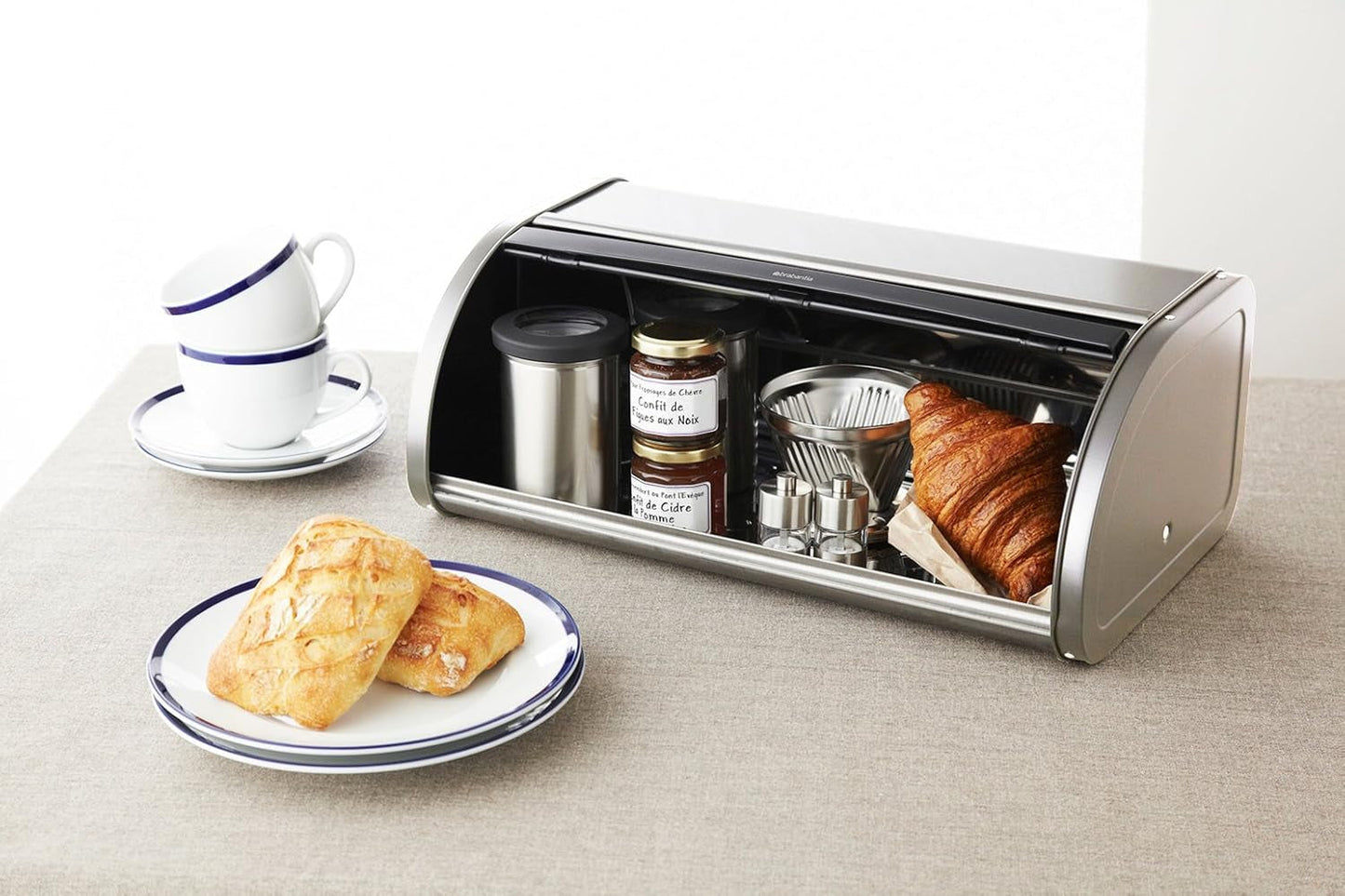Rollende broodmand/Brilliant Steel (inclusief zijpanelen) Naty Shop voedselopbergdozen