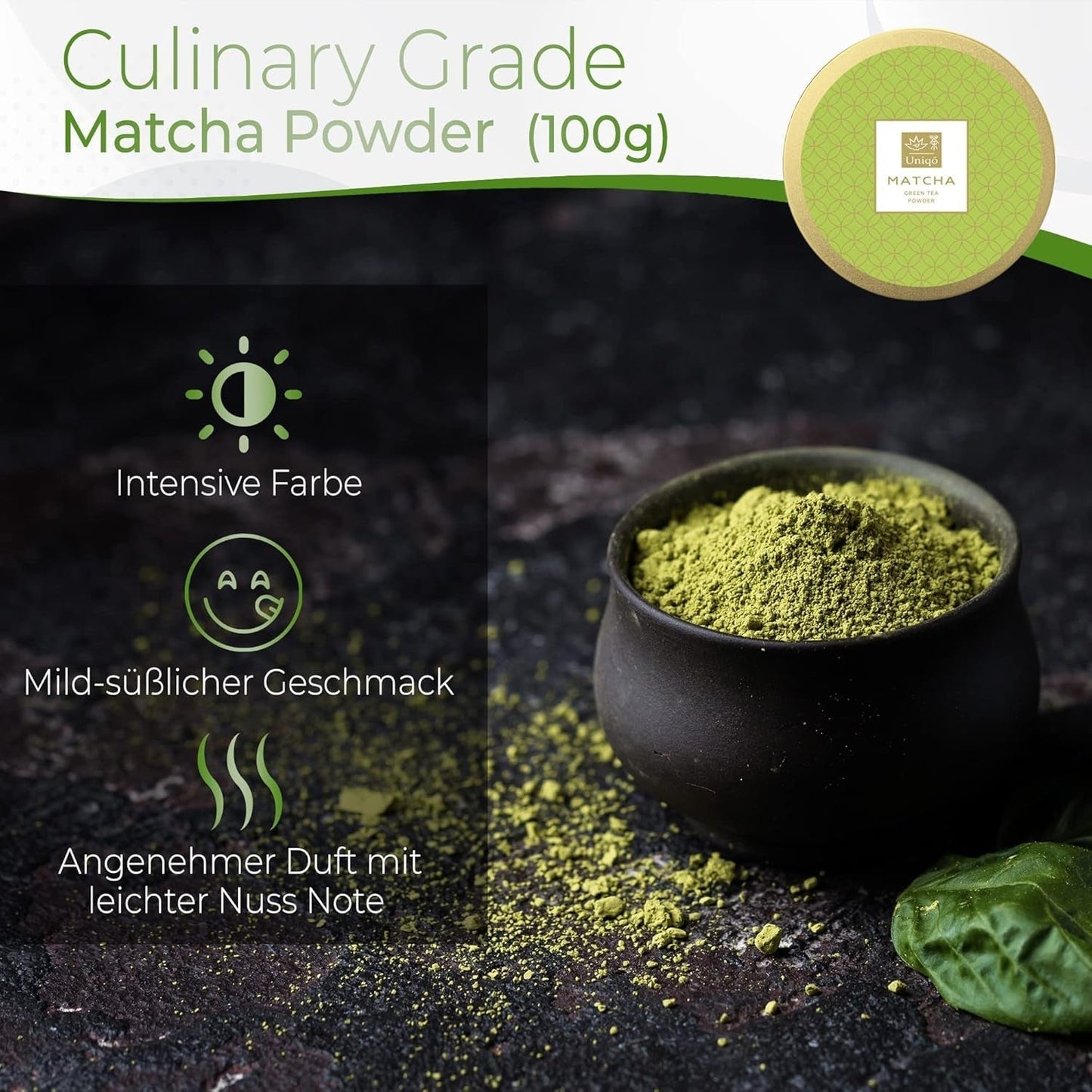 Uniqo Matcha theepoeder 200 g in hervulbare ecologische verpakking