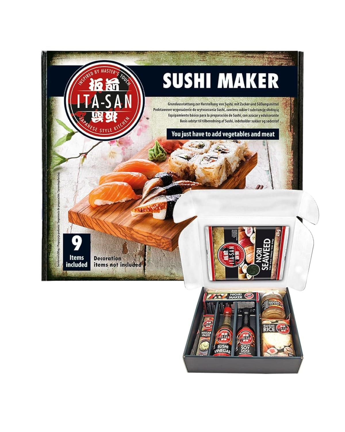 ITA-SAN Sushi Set (9-delige complete set, ideaal voor beginners, om uit te proberen of cadeau te doen) 1 pakje