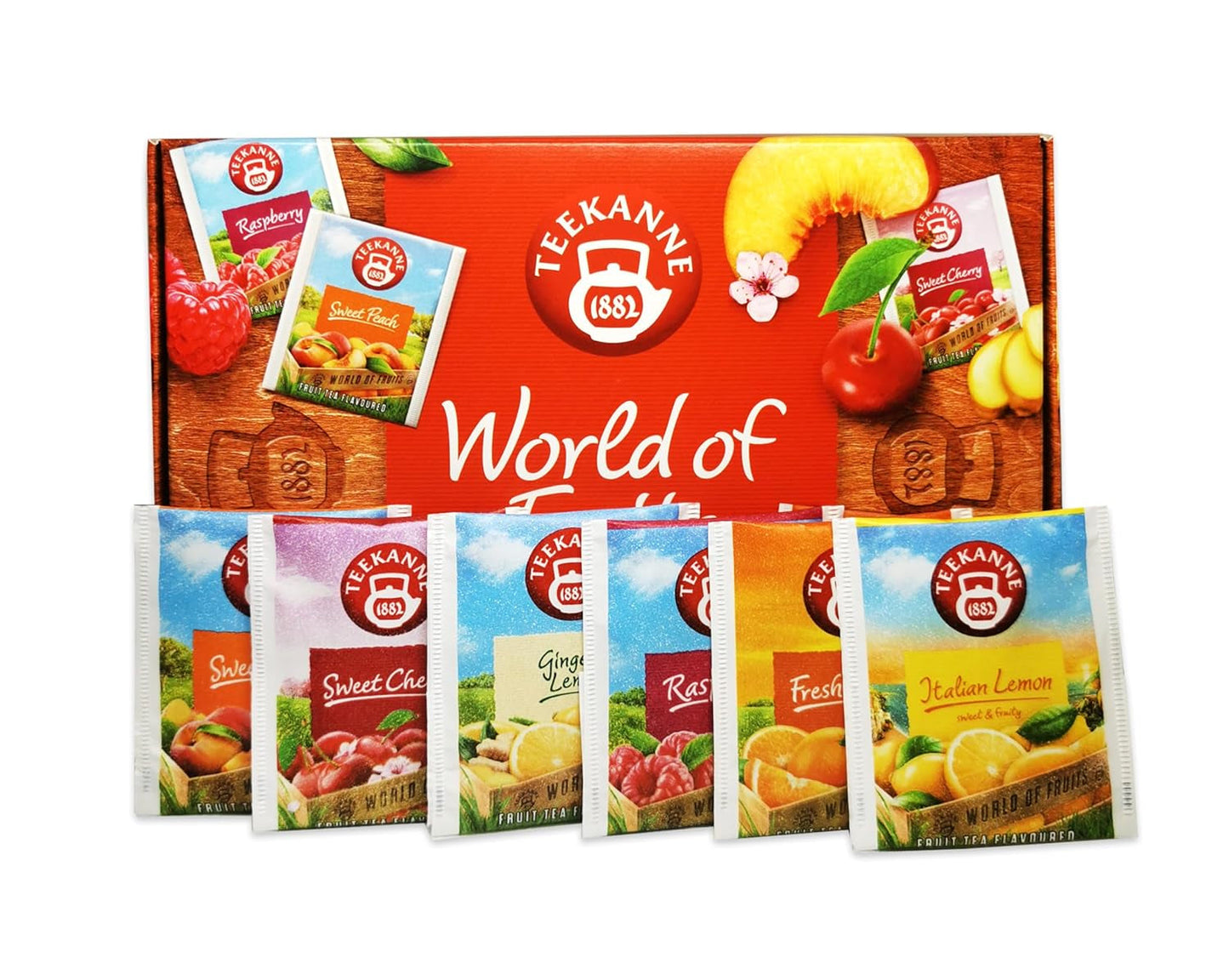 Teekanne World of Fruits (NIEUWE EDITIE) - Doos met selectie fruittheeën - 6 smaken * 5 theezakjes